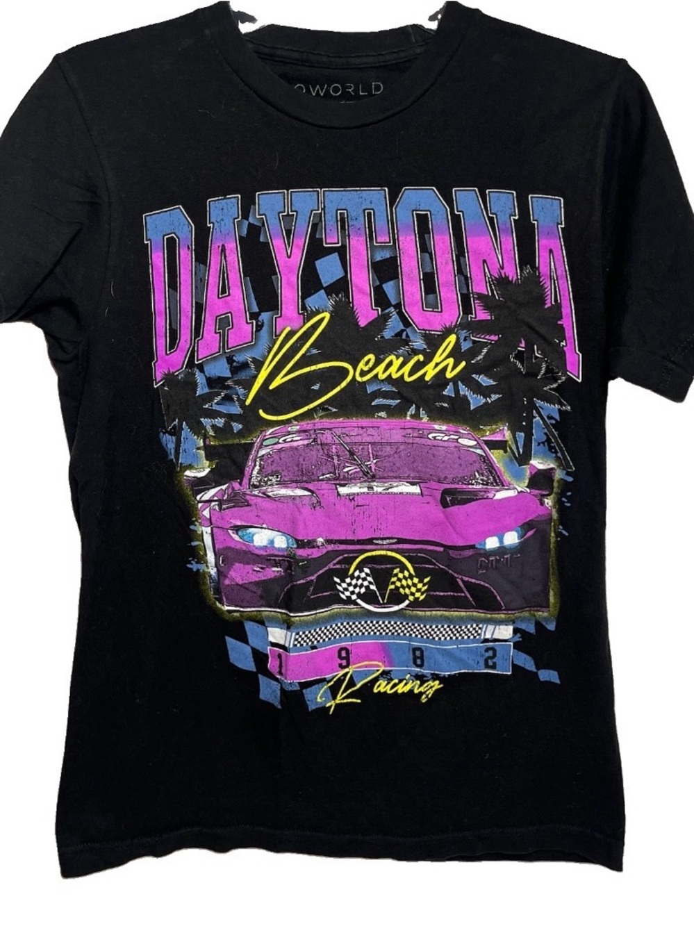 Bioworld Mens Daytona Beach Graphic T-Shirt Crew Neck Short Sleeve Size Small